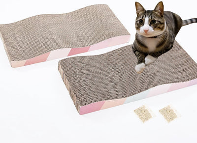 Reversible Cat Scratching Board - Extra Large Corrugated Scratch Pad with Catnip for Indoor use.